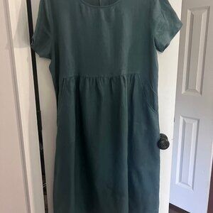 Grae Cove Midi Length Linen Dress in Blue, size Large